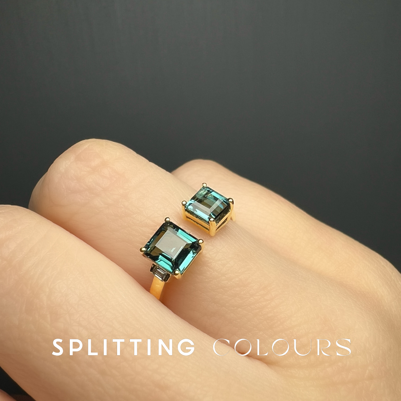 The Satellite Ring – 1.64ct Indicolite Tourmalines
