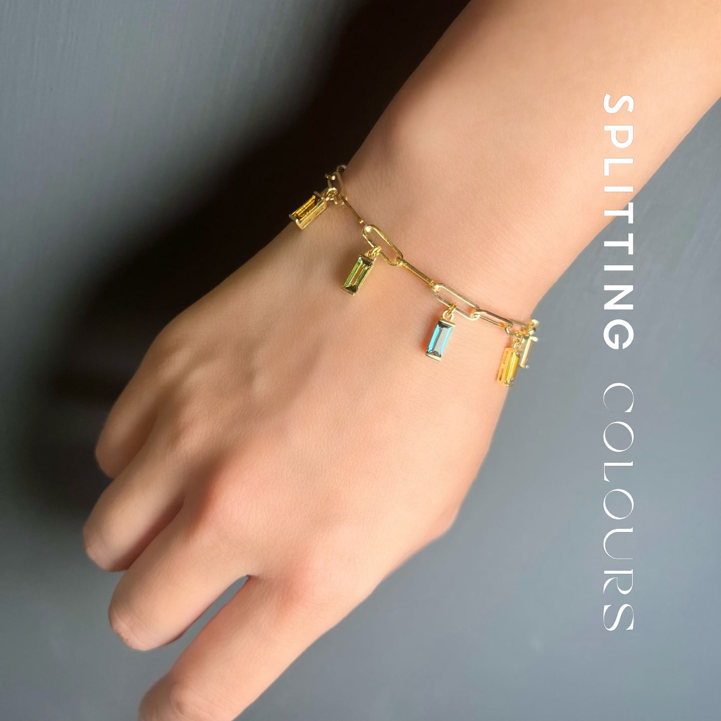 The Rainbow Paperclip Chain Bracelet - 3.26ct Multi-Colour Tourmaline