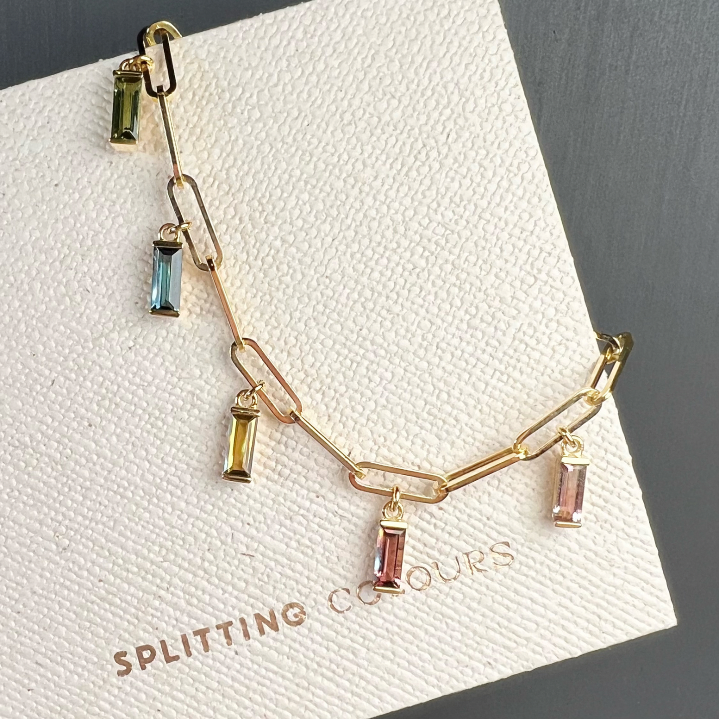 The Rainbow Paperclip Chain Bracelet - 3.26ct Multi-Colour Tourmaline