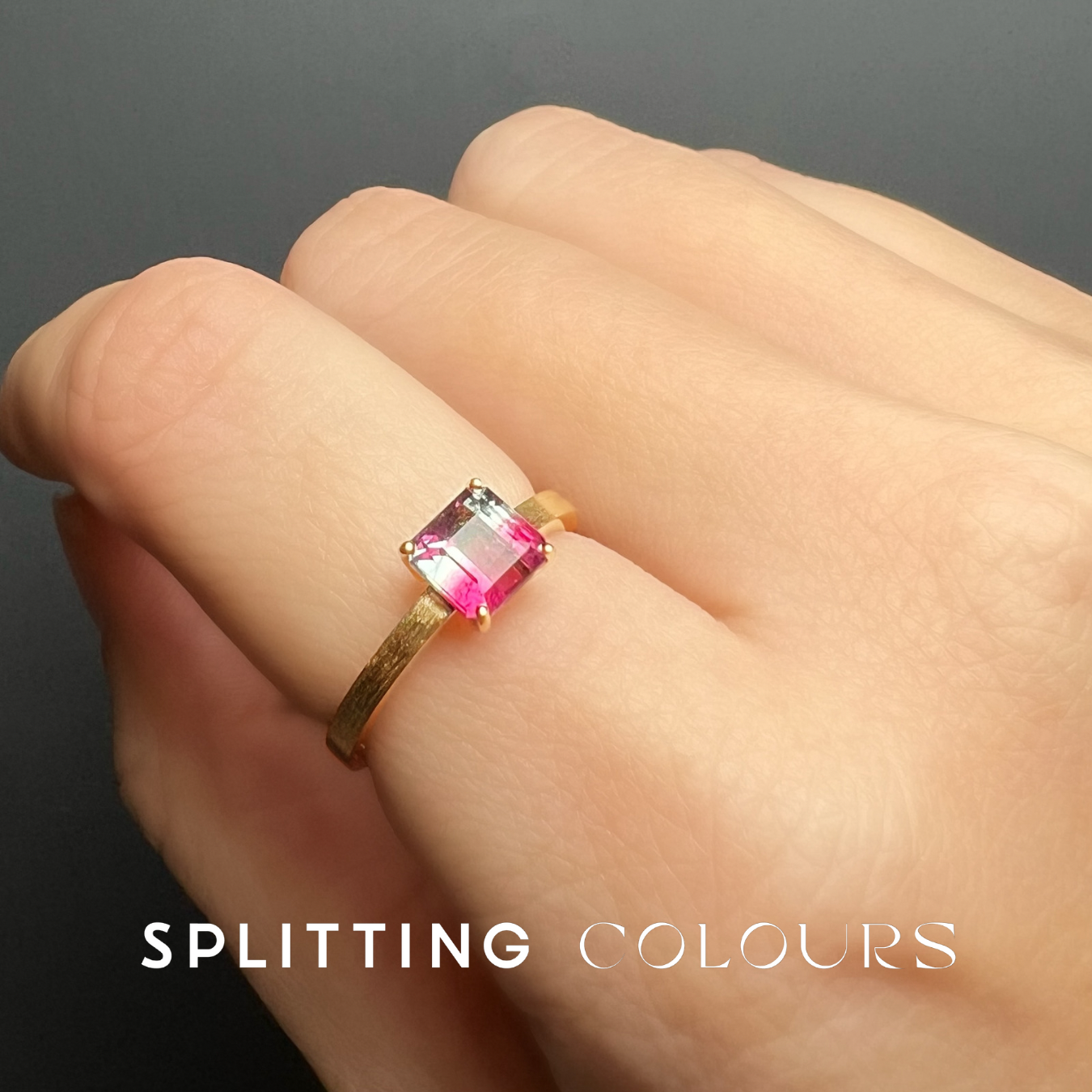 The Classic Ring - 1.08ct Raspberry Pink & Colourless Tourmaline