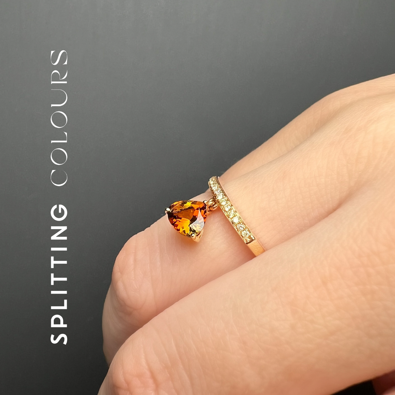 The Mono Dangle Ring - 0.82ct Tangerine Tourmaline
