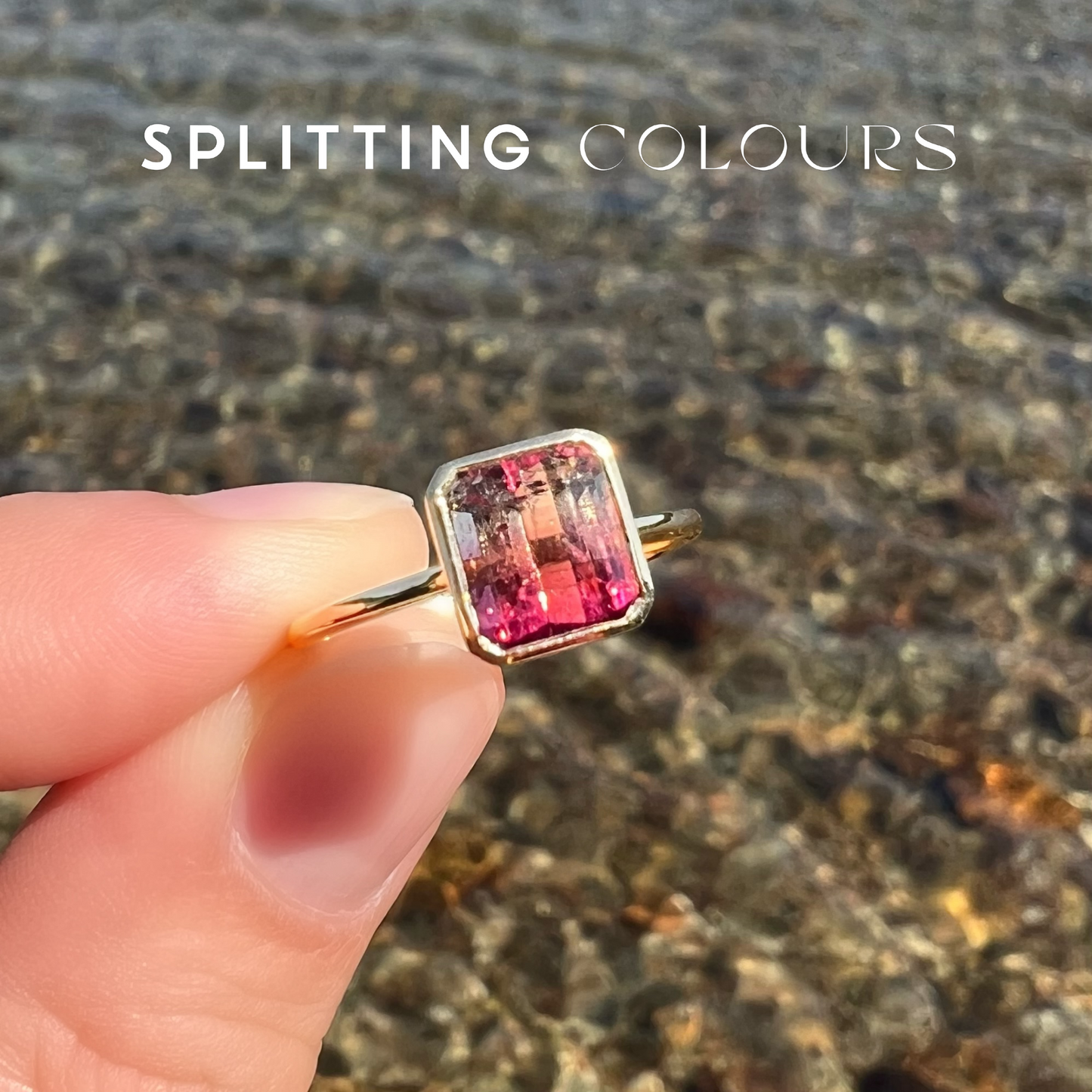 The Fusion Ring - 1.69ct Raspberry Pink & Champagne Tourmaline