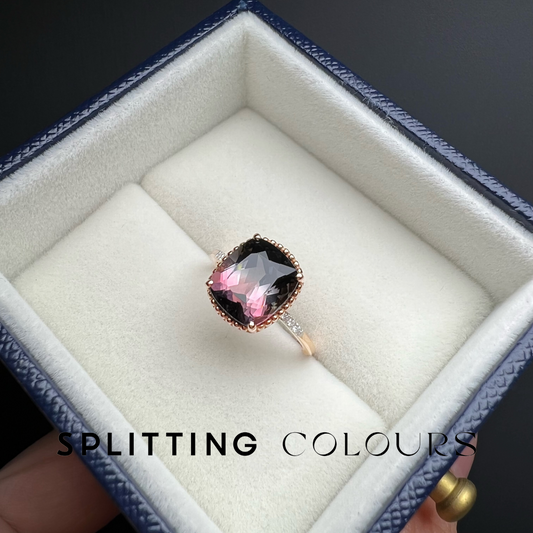 The Fusion Ring - 3.75ct Bubblegum Pink & Light Dusty Purple Tourmaline
