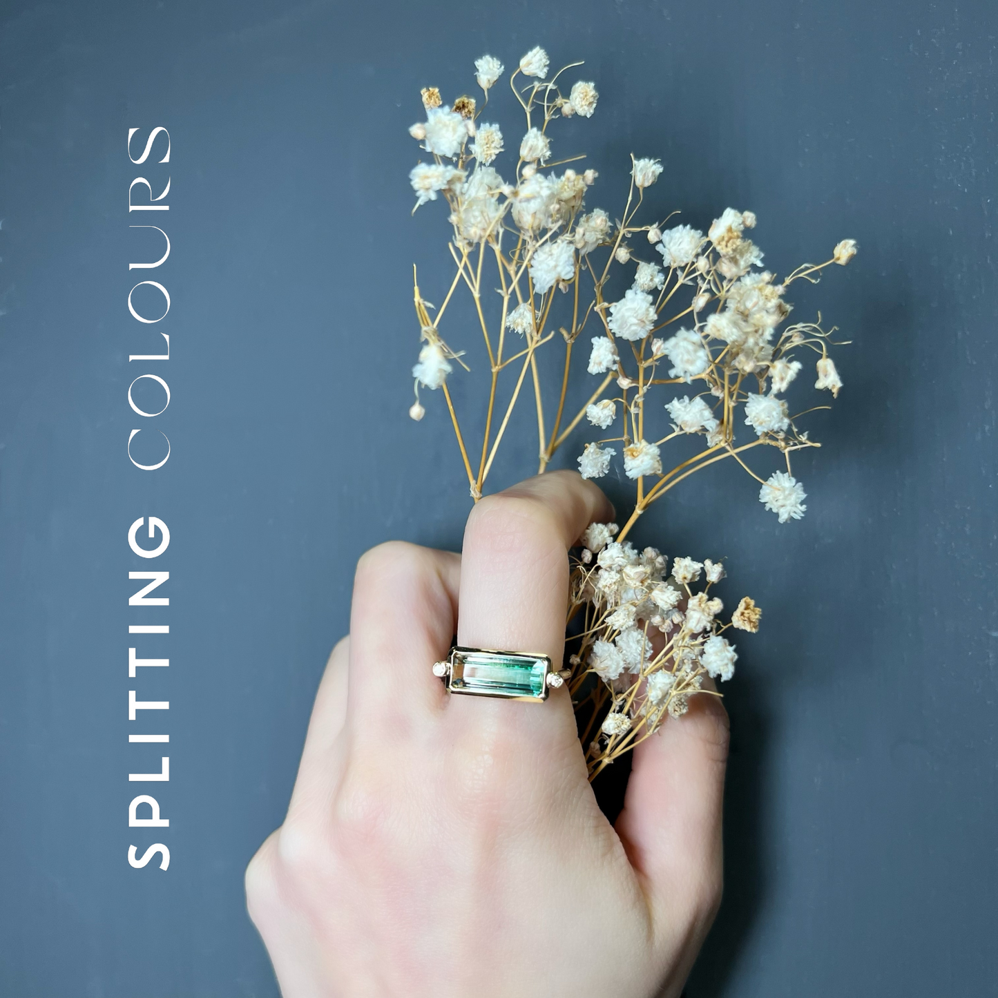 The Block Ring - 3.74ct Aqua & Light Green Tourmaline with Diamonds