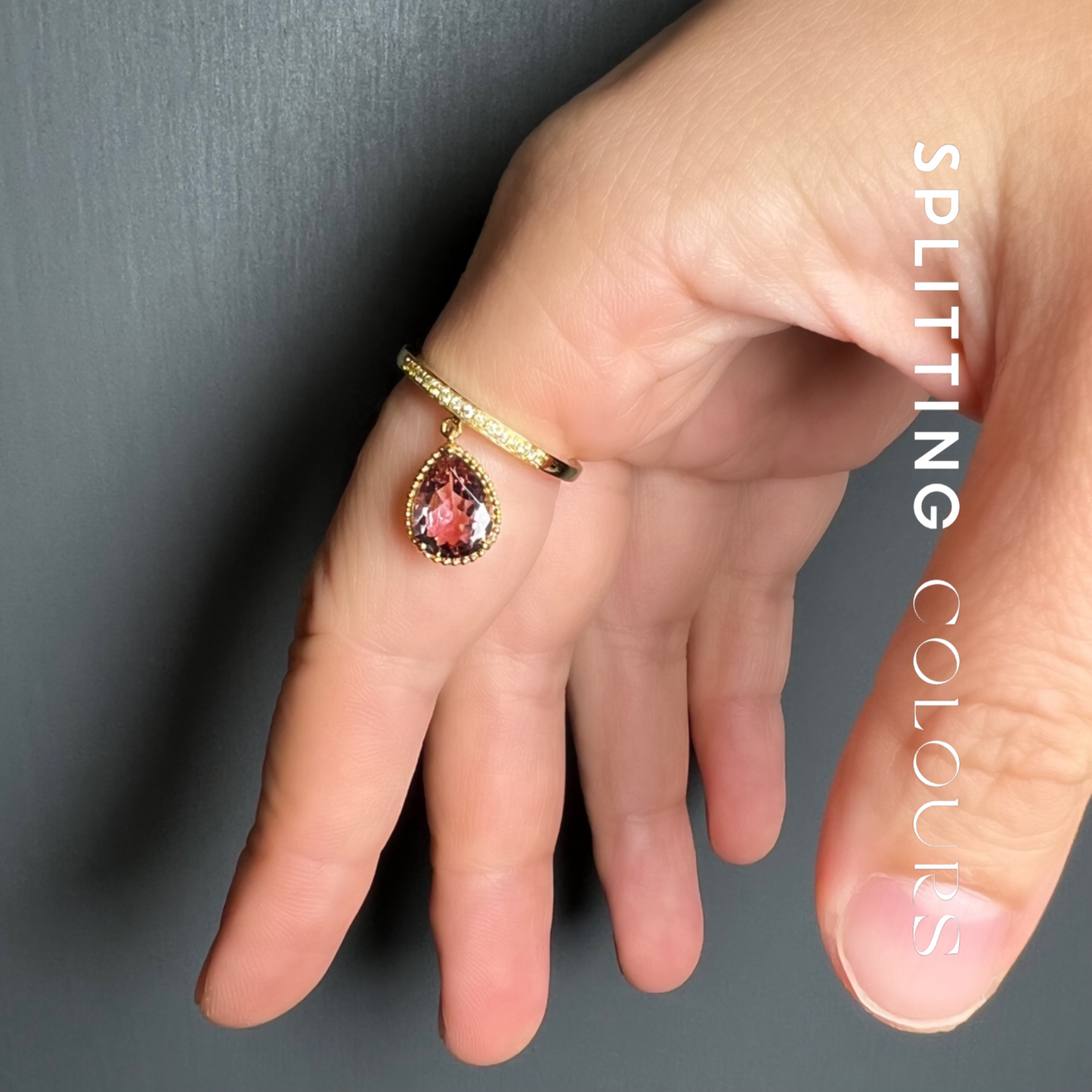 The Mono Dangle Ring - 1.30ct Seashell Pink Tourmaline