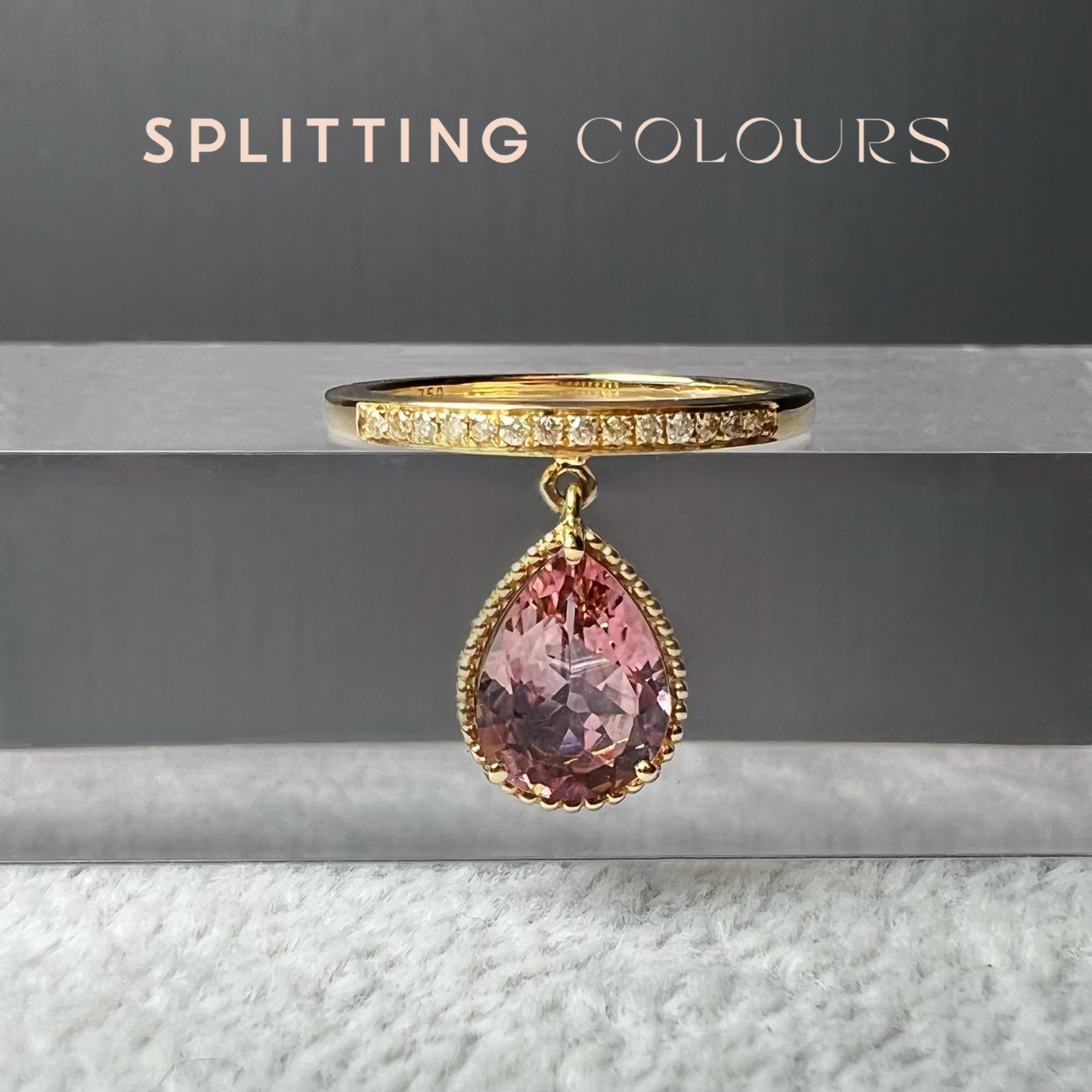 The Mono Dangle Ring - 1.30ct Seashell Pink Tourmaline