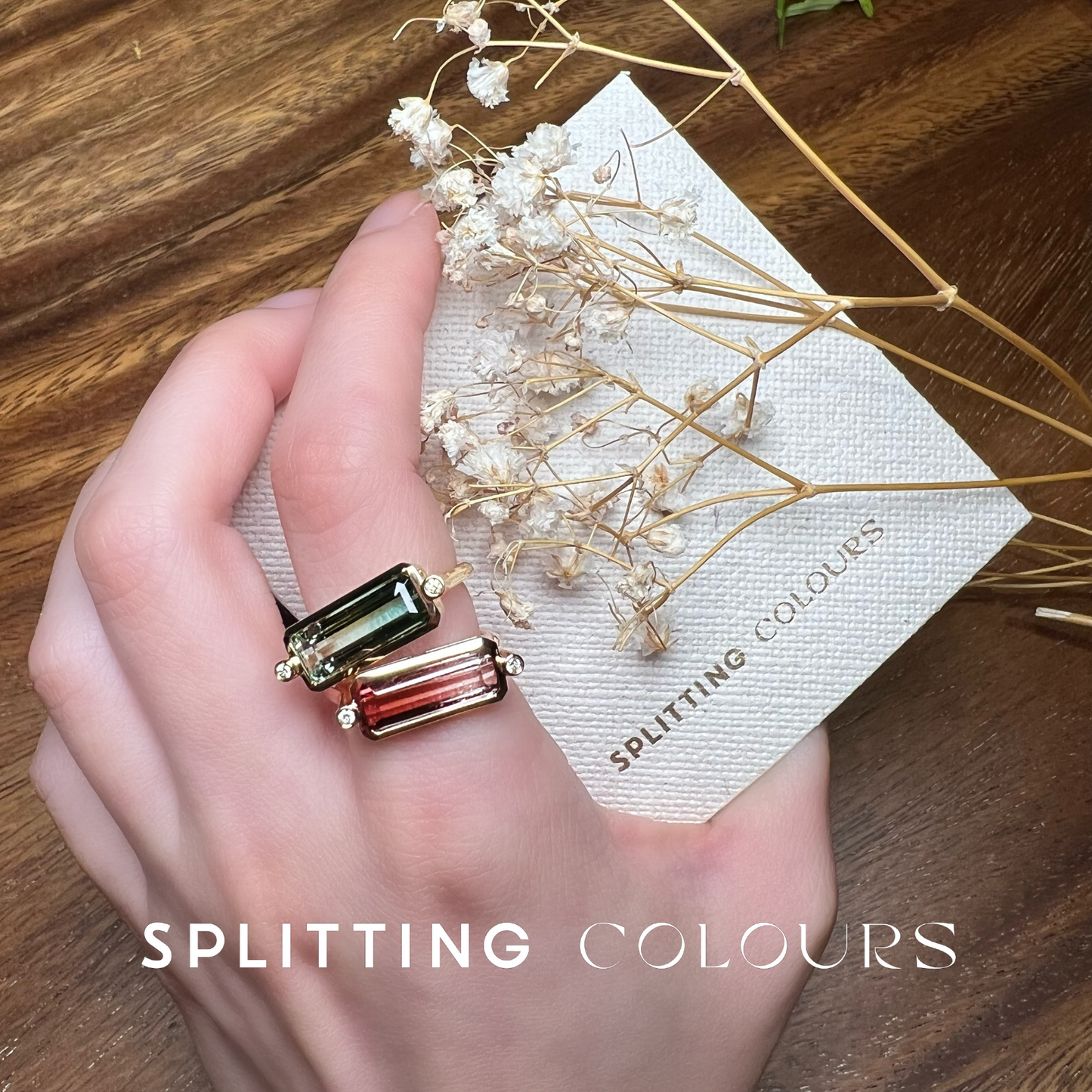 The Block Ring - 3.74ct Aqua & Light Green Tourmaline with Diamonds