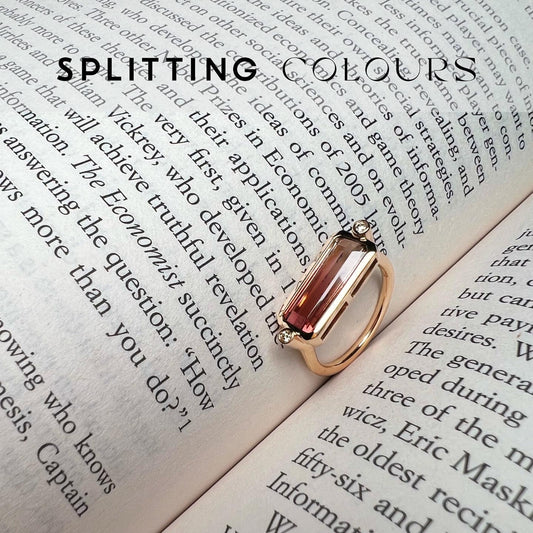 The Block Ring - 3.16ct Rosé Gradient Tourmaline with Diamonds