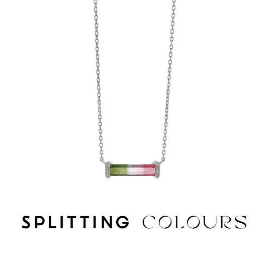 The Bracket Necklace - 1.11ct Watermelon Tourmaline with Diamonds