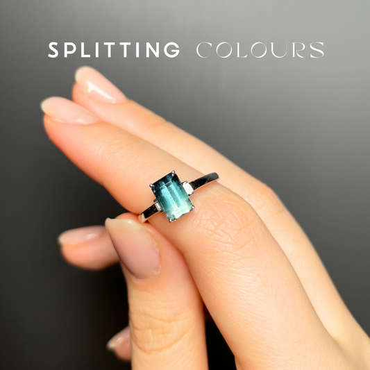 The Fusion Ring - 1.53ct Nile Blue Gradient Tourmaline with Diamonds