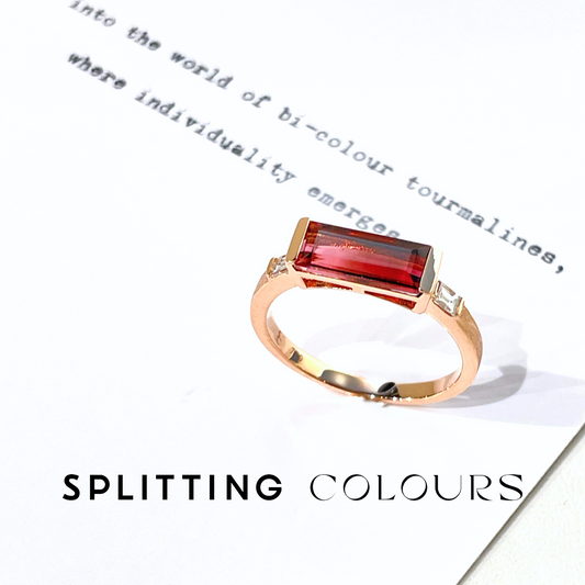 The Classic Ring - 1.59ct Red Berry Gradient Tourmaline With Diamonds