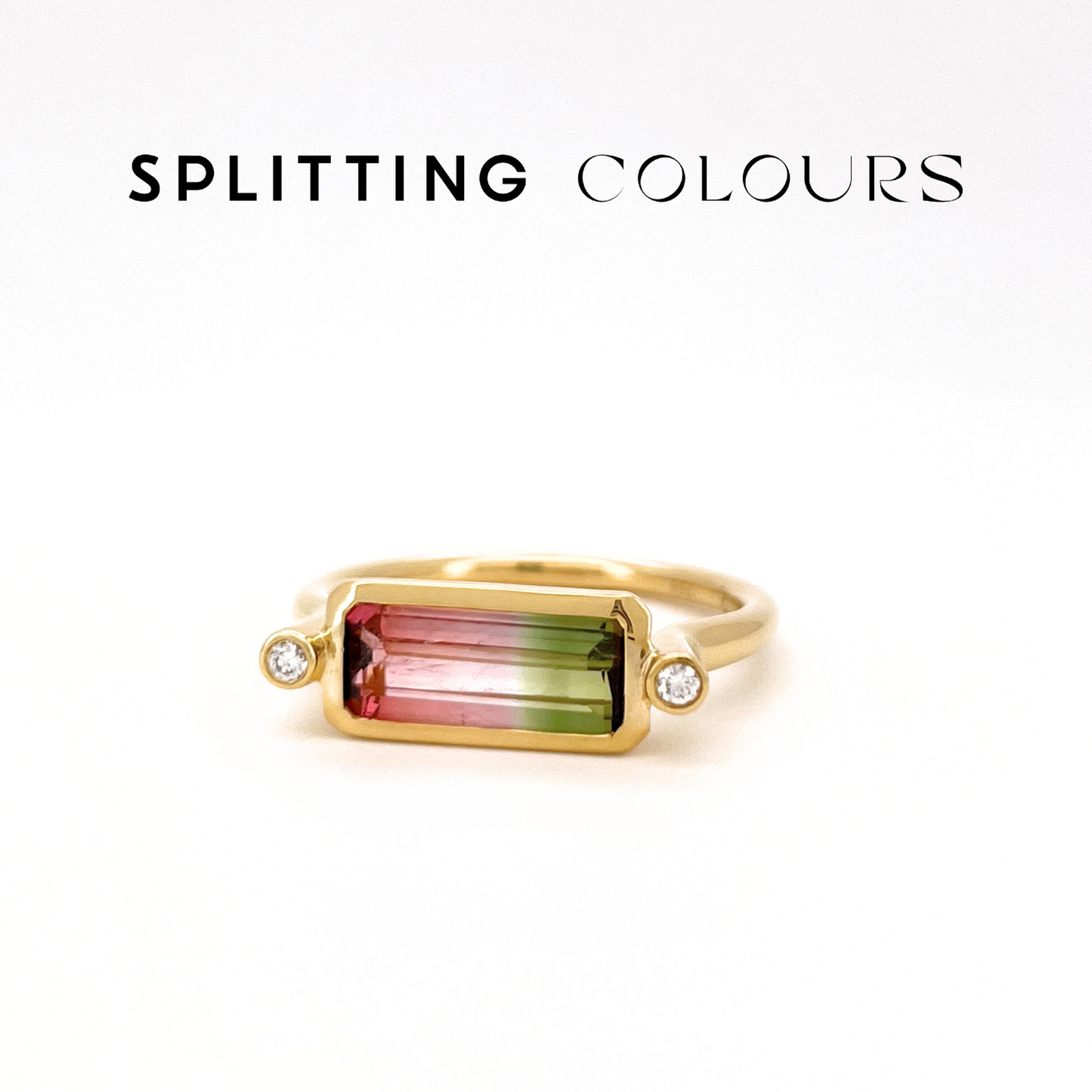 The Block Ring - 1.36ct Watermelon Tourmaline with Diamonds