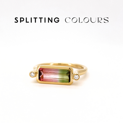 The Block Ring - 1.36ct Watermelon Tourmaline with Diamonds