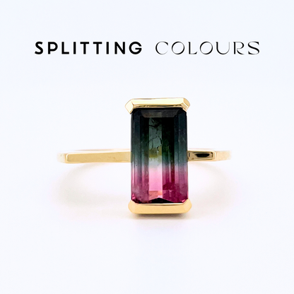 The Flat Corner Ring - 2.22ct Watermelon Tourmaline