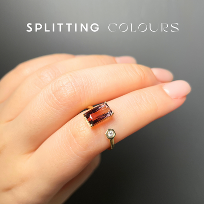 The Satellite Ring – 2.10ct Merlot Red Gradient Tourmaline