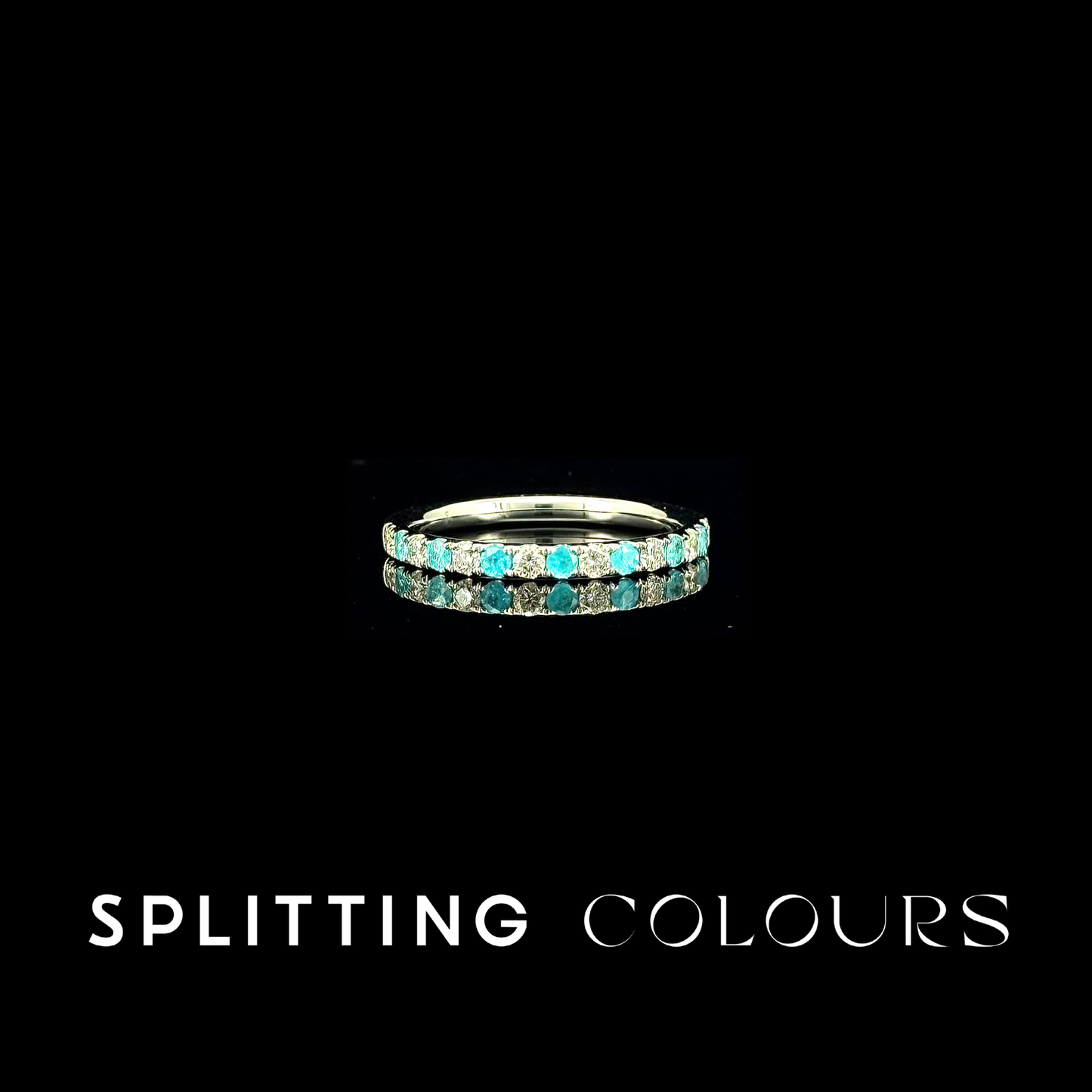 The Mono Ring - Brazilian Paraiba Half Eternity Ring with Diamonds