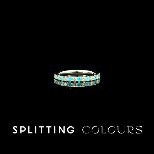 The Mono Ring - Brazilian Paraiba Half Eternity Ring with Diamonds