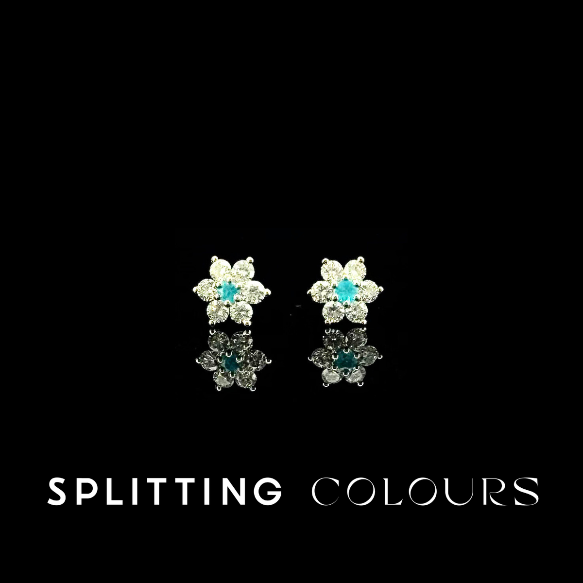 The Mono Earrings - Brazilian Paraiba 'Forget-Me-Nots' with Diamonds