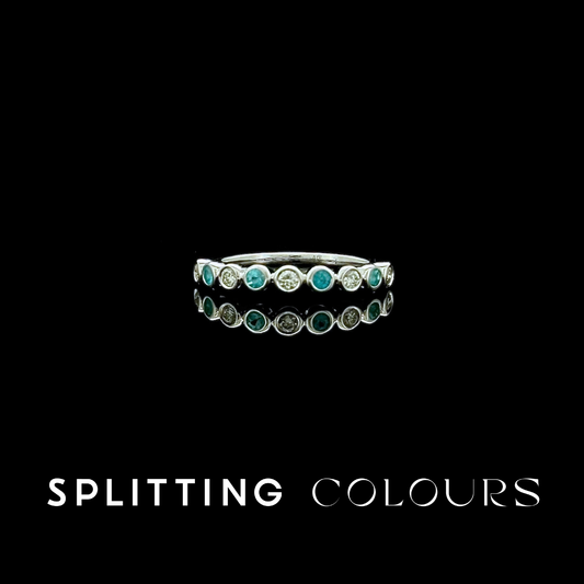 The Mono Ring - Brazilian Paraiba Half Eternity Ring 'Bubbles' with Diamonds