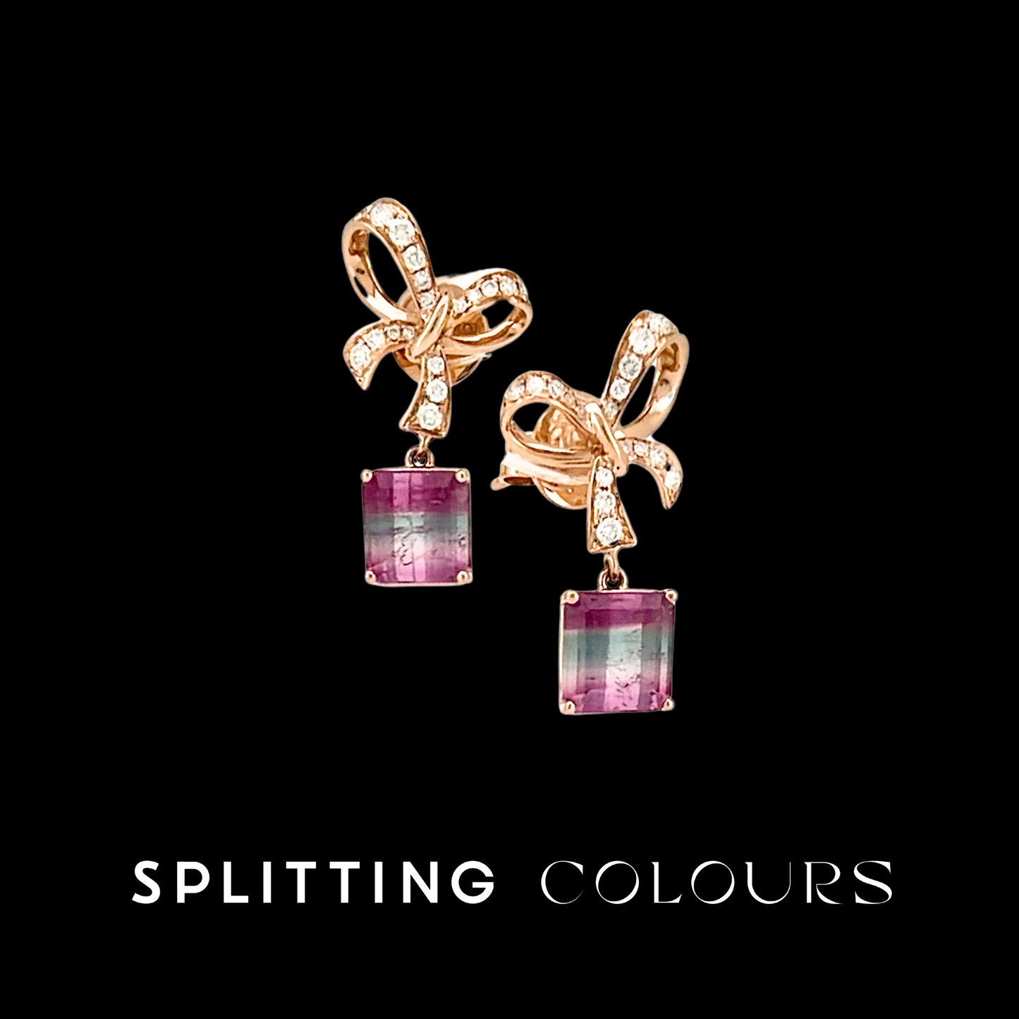The Fusion Earrings - 4.36ct Cherry Pink & Colourless Tourmaline