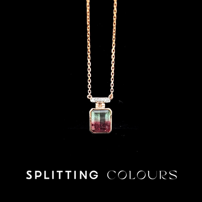 The Fusion Necklace - 2.82ct Watermelon Tourmaline With Diamonds