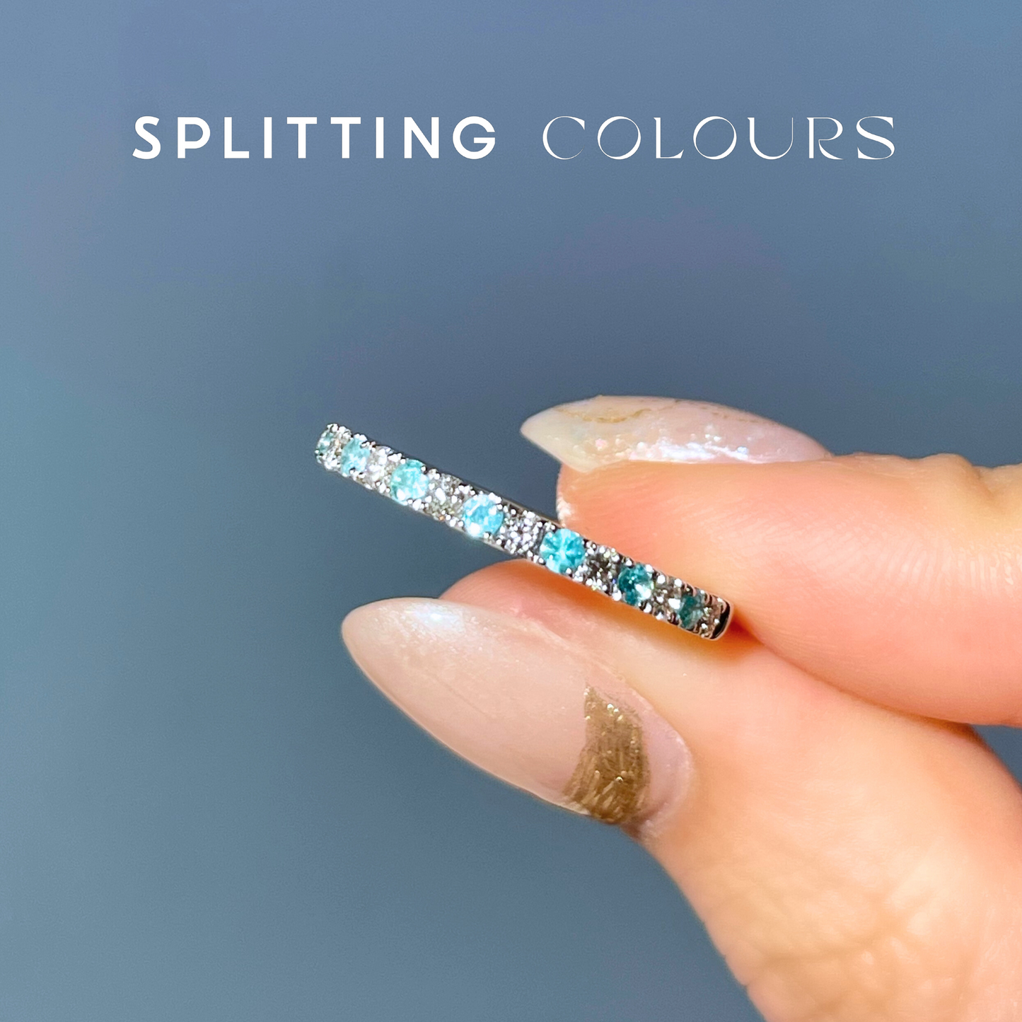 The Mono Ring - Brazilian Paraiba Half Eternity Ring with Diamonds