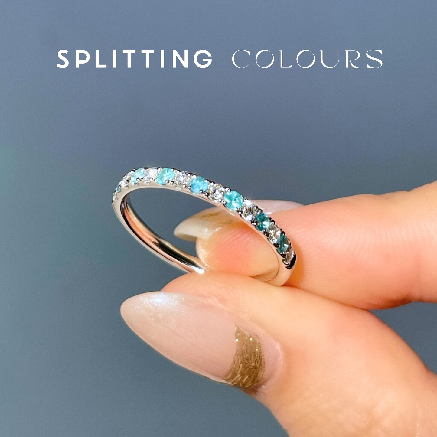 The Mono Ring - Brazilian Paraiba Half Eternity Ring with Diamonds