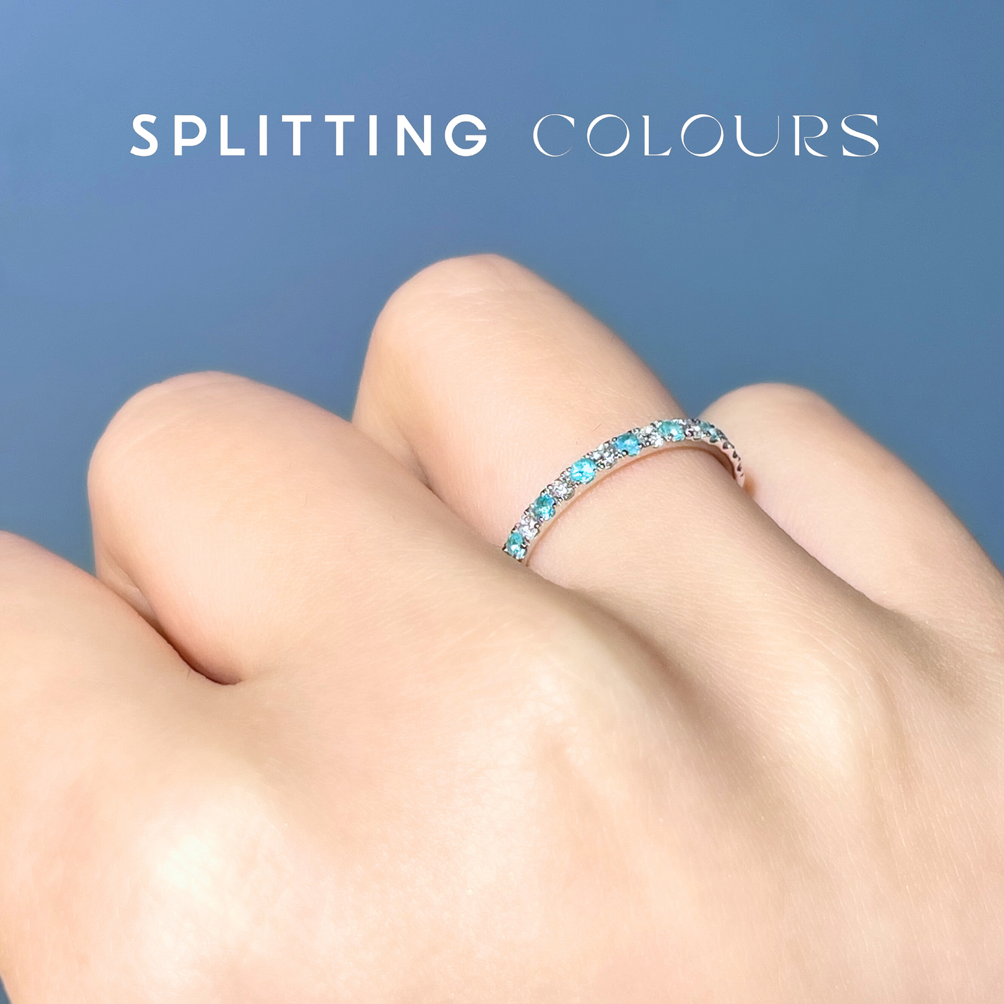 The Mono Ring - Brazilian Paraiba Half Eternity Ring with Diamonds