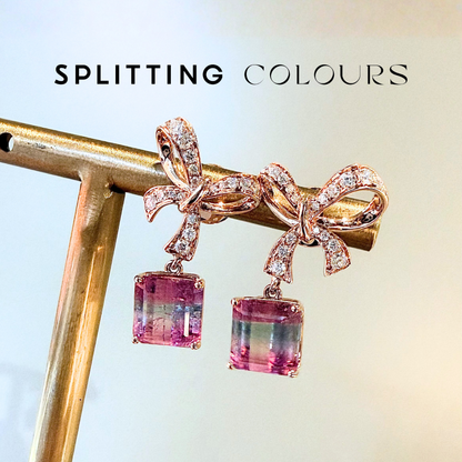 The Fusion Earrings - 4.36ct Cherry Pink & Colourless Tourmaline