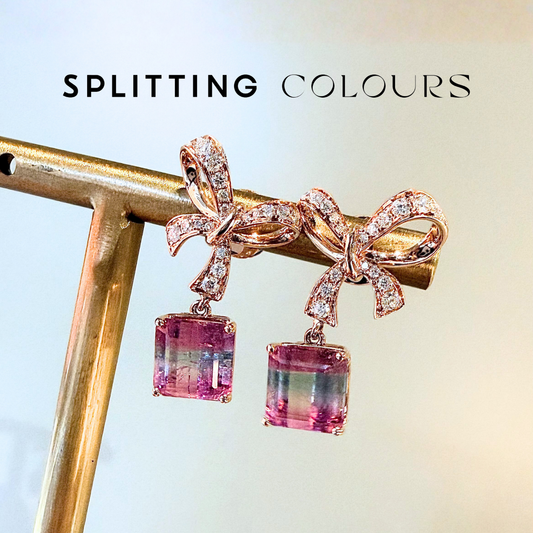 The Fusion Earrings - 4.36ct Cherry Pink & Colourless Tourmaline
