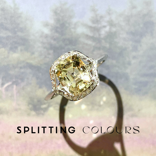 The Mono Ring -  2.95ct Light Yellow Tourmaline With Diamonds