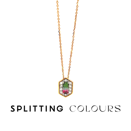 The Fusion Pendant - 0.47ct Watermelon Tourmaline with Diamonds