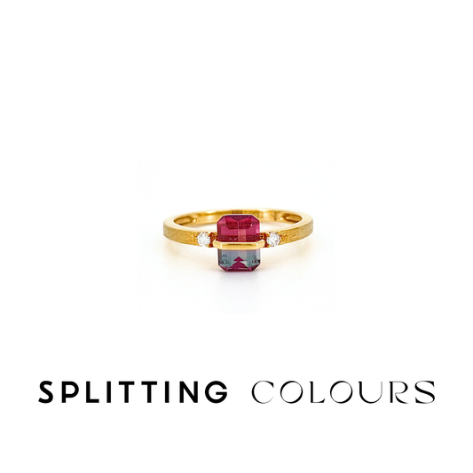 The Traverse Ring - 0.84ct Berry Pink & Grey Chateau Tourmaline with Diamonds