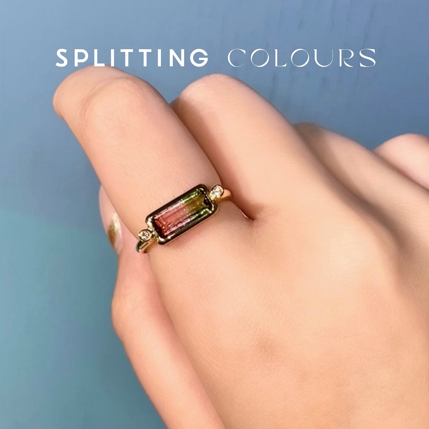 The Block Ring - 1.36ct Watermelon Tourmaline with Diamonds