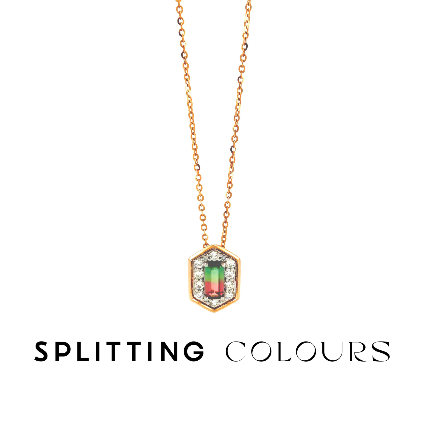 The Fusion Pendant - 0.23ct Watermelon Tourmaline with Diamonds