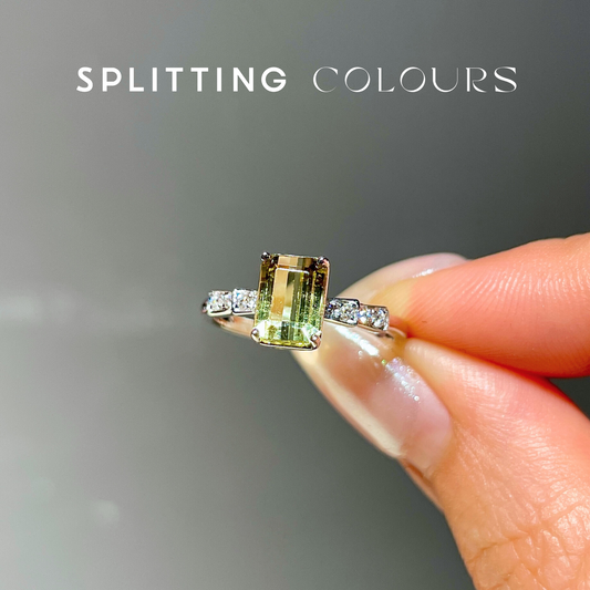 The Fusion Ring - 1.65ct Lemon & Lime Tourmaline With Diamonds