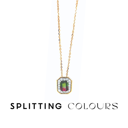 The Fusion Pendant - 0.77ct Watermelon Tourmaline with Diamonds