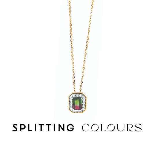 The Fusion Pendant - 0.77ct Watermelon Tourmaline with Diamonds