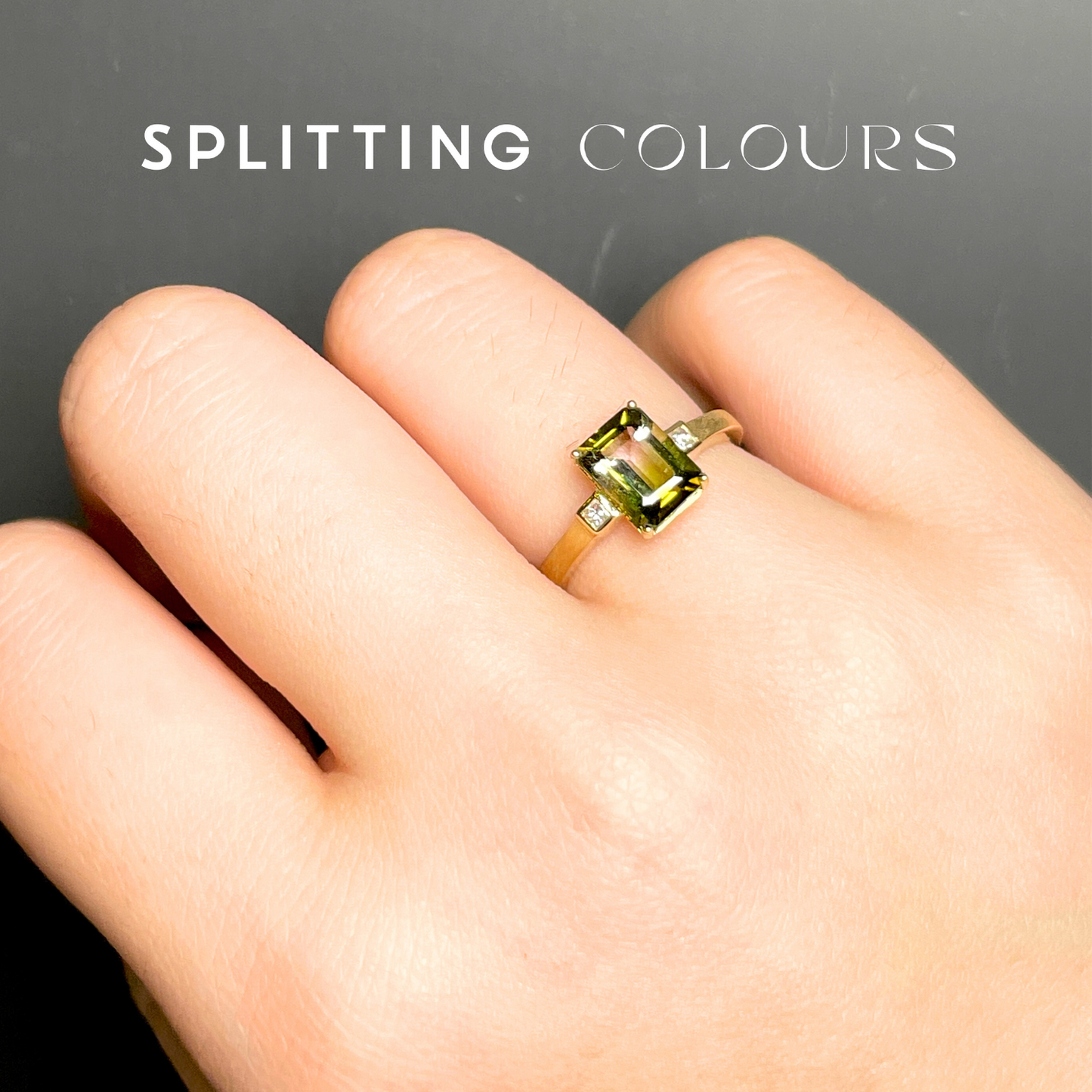 The Classic Ring - 1.71ct Grass Green Gradient Tourmaline with Diamonds