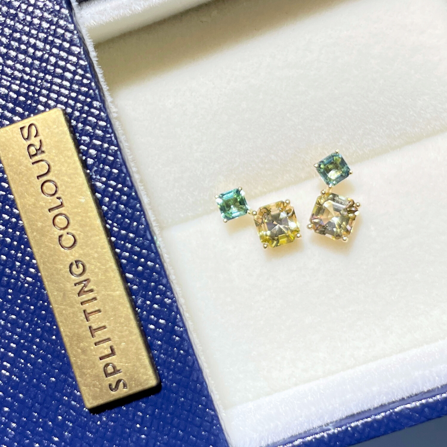 The Fusion Earrings - 1.69ct Green & Yellow Tourmaline