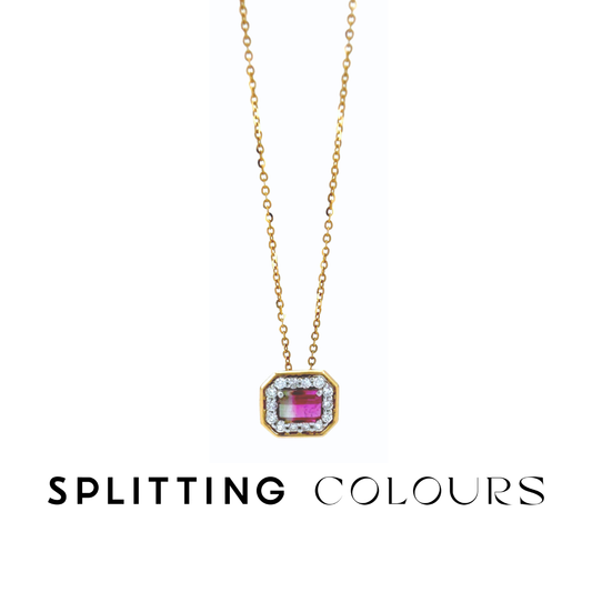 The Fusion Pendant - 0.59ct Watermelon Tourmaline with Diamonds