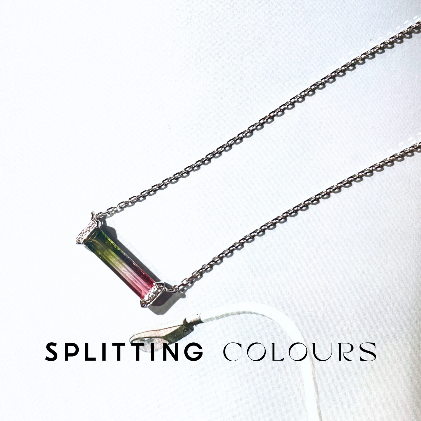 The Bracket Necklace - 1.11ct Watermelon Tourmaline with Diamonds