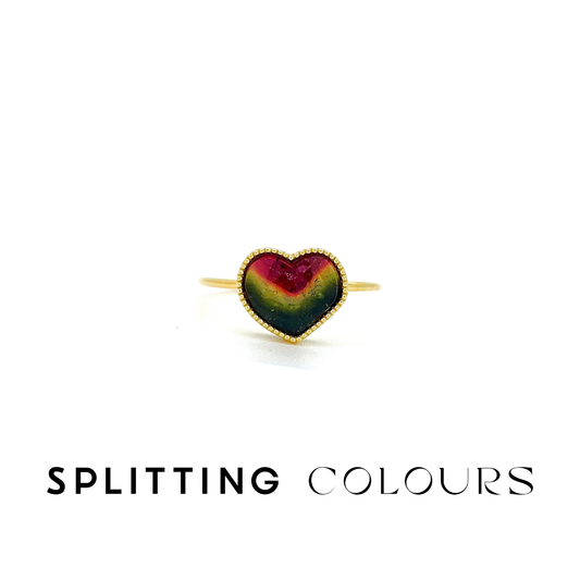 The Slice Ring - 1.65ct Watermelon Heart-Shape Slice Tourmaline