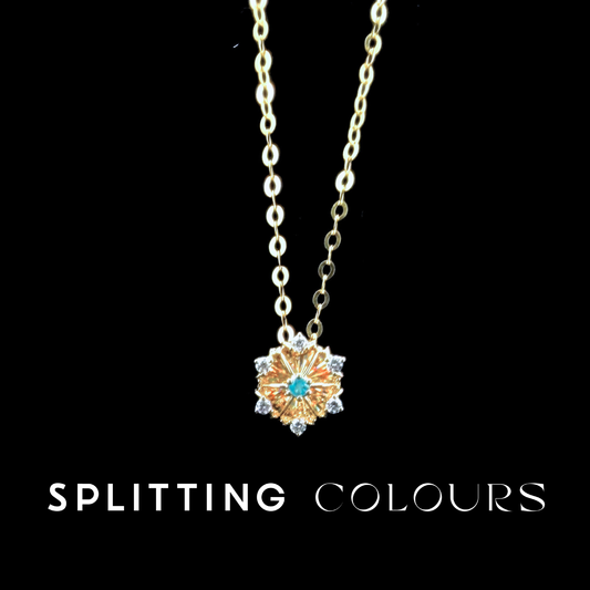 Golden Prism - Brazilian Paraiba/ Diamonds Snowflake Pendant