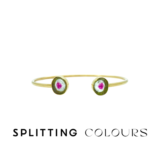The Slice Cuff Bracelet - 3.45ct Watermelon Tourmaline