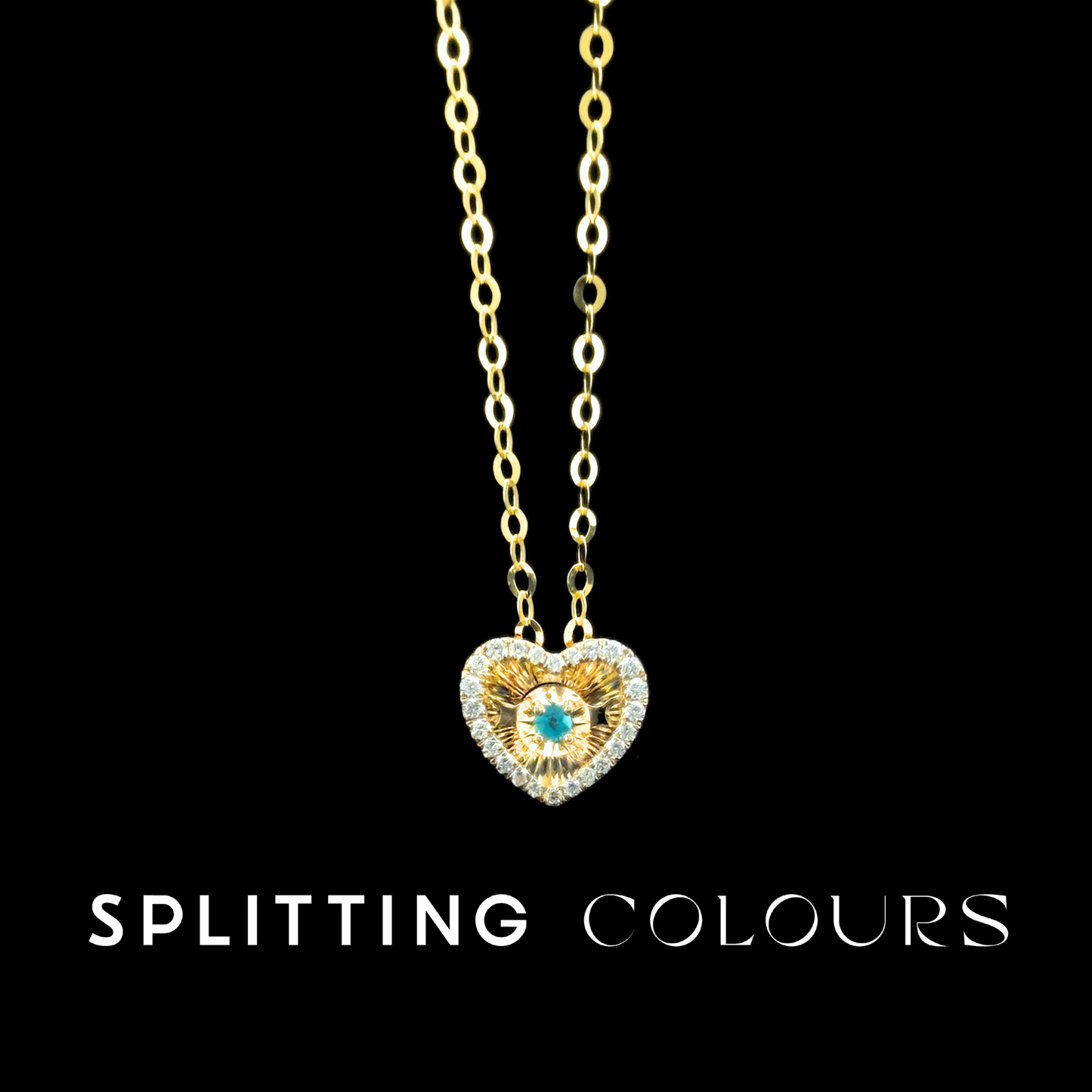 Golden Prism - Brazilian Paraiba/ Diamonds Heart Shape Pendant
