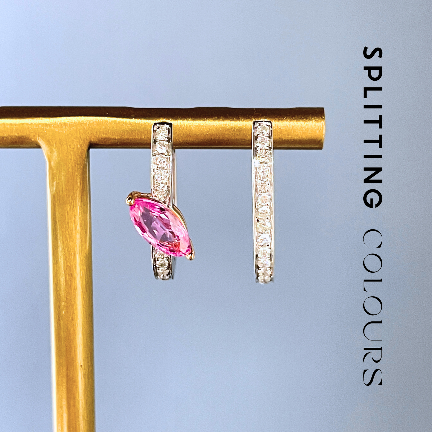 Beyond Tourmalines - 0.92ct Pink Sapphire/Diamonds Mismatched Earrings