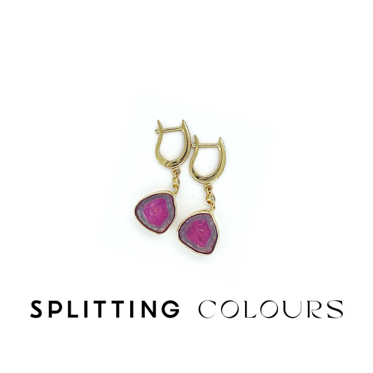 The Slice Earrings - 6.01ct Watermelon Tourmaline