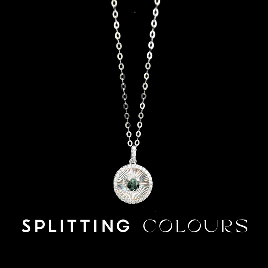 Golden Prism - Indicolite/ Diamonds Round Medallion Pendant