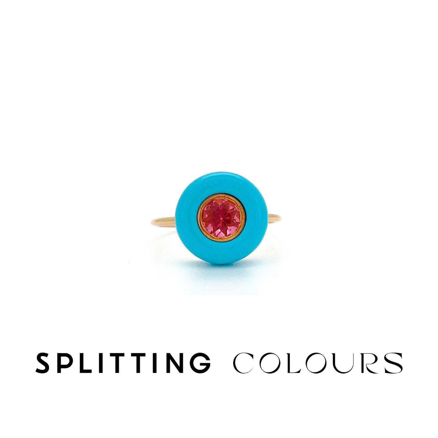 The Cyclone Ring - 0.56ct Rosa Pink Tourmaline in Turquoise